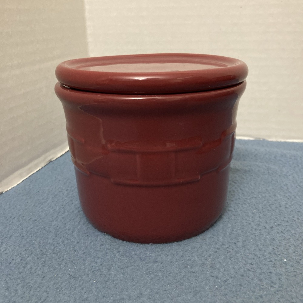 Longaberger Pottery Woven Traditions Paprika 1 Pint Salt Crock (Jar) w/Lid